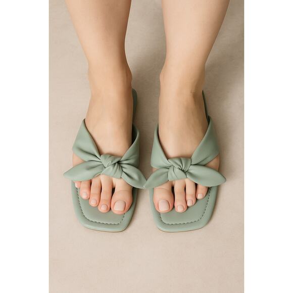 Minimalist Sage Green Knot Slide Sandals Time and Tru Women’s 8 - Picture 1 of 7